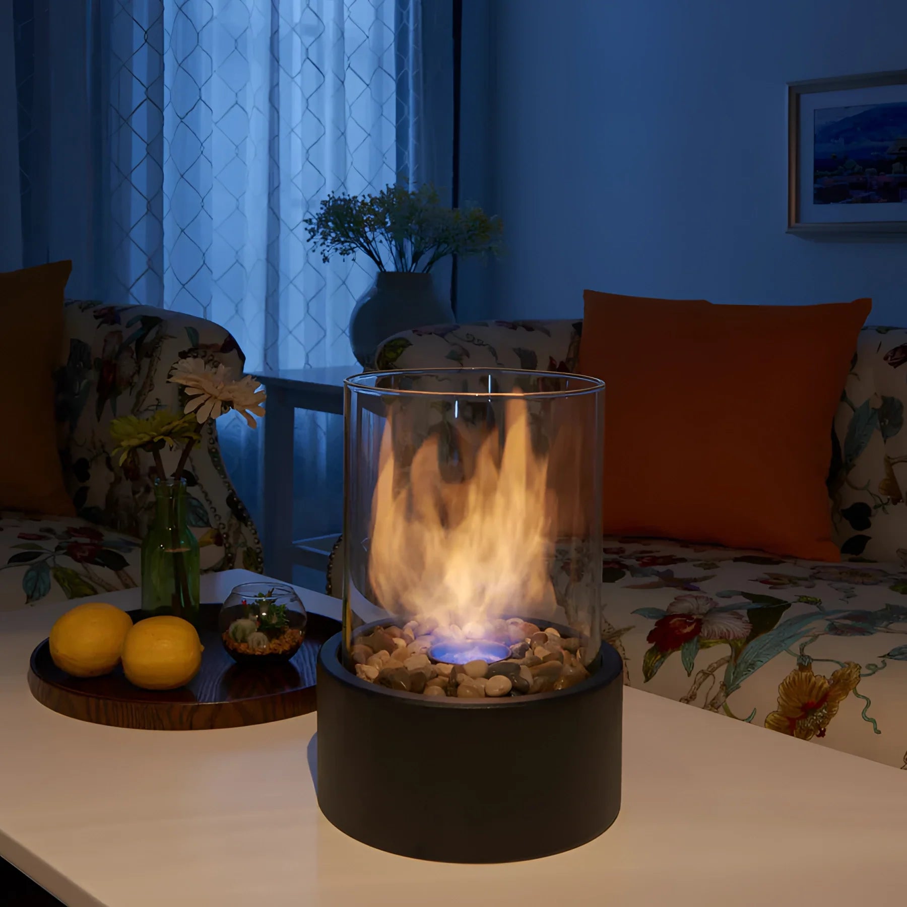 Portable Glass Bio-ethanol Fireplace | Ventless Indoor-Outdoor Fire Pit