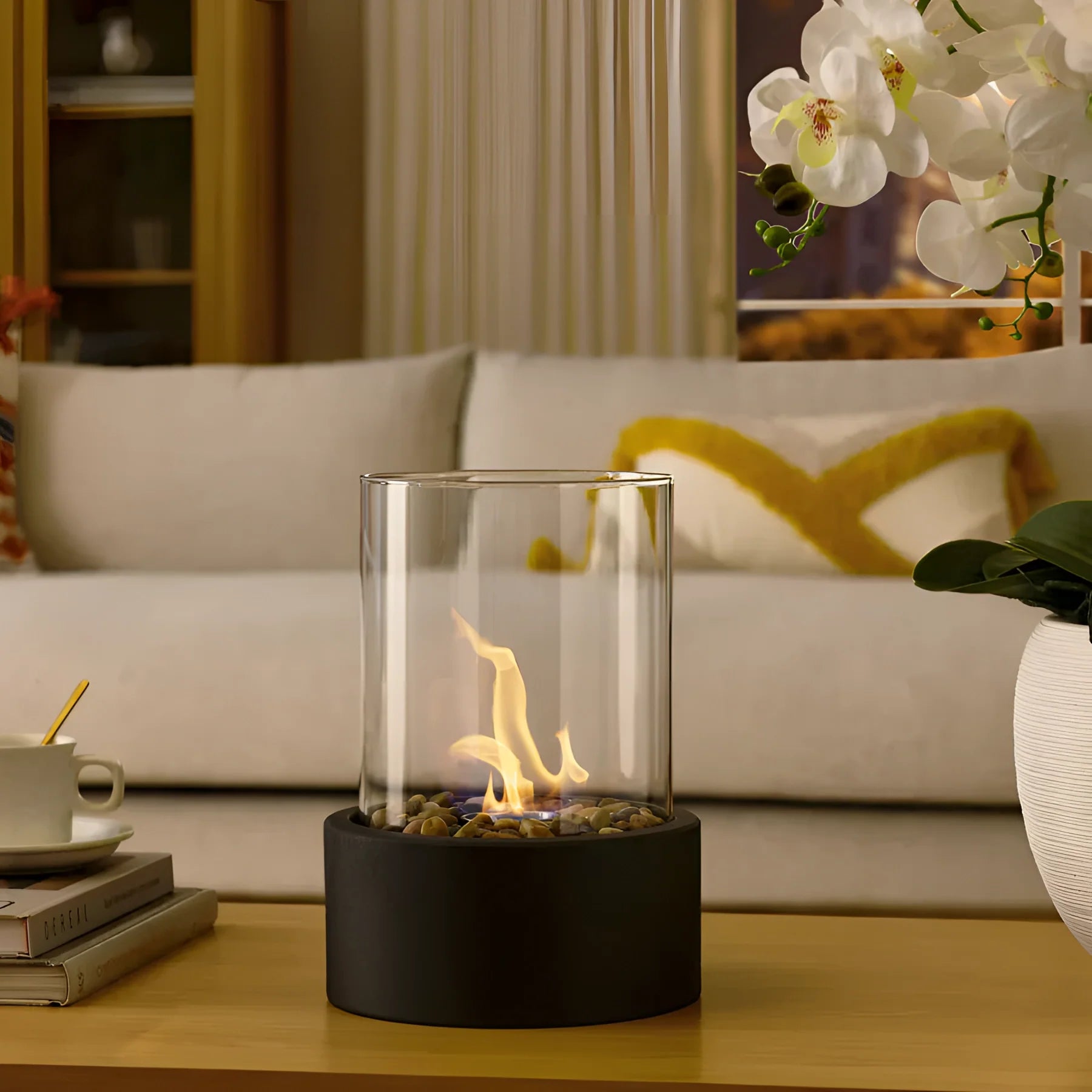 Portable Glass Bio-ethanol Fireplace | Ventless Indoor-Outdoor Fire Pit