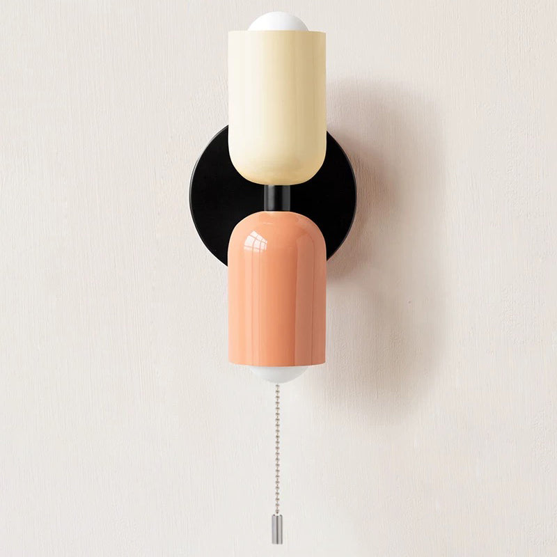 Modern Dual-Shade Wall Sconce | Black & Terracotta Color Block Fixture