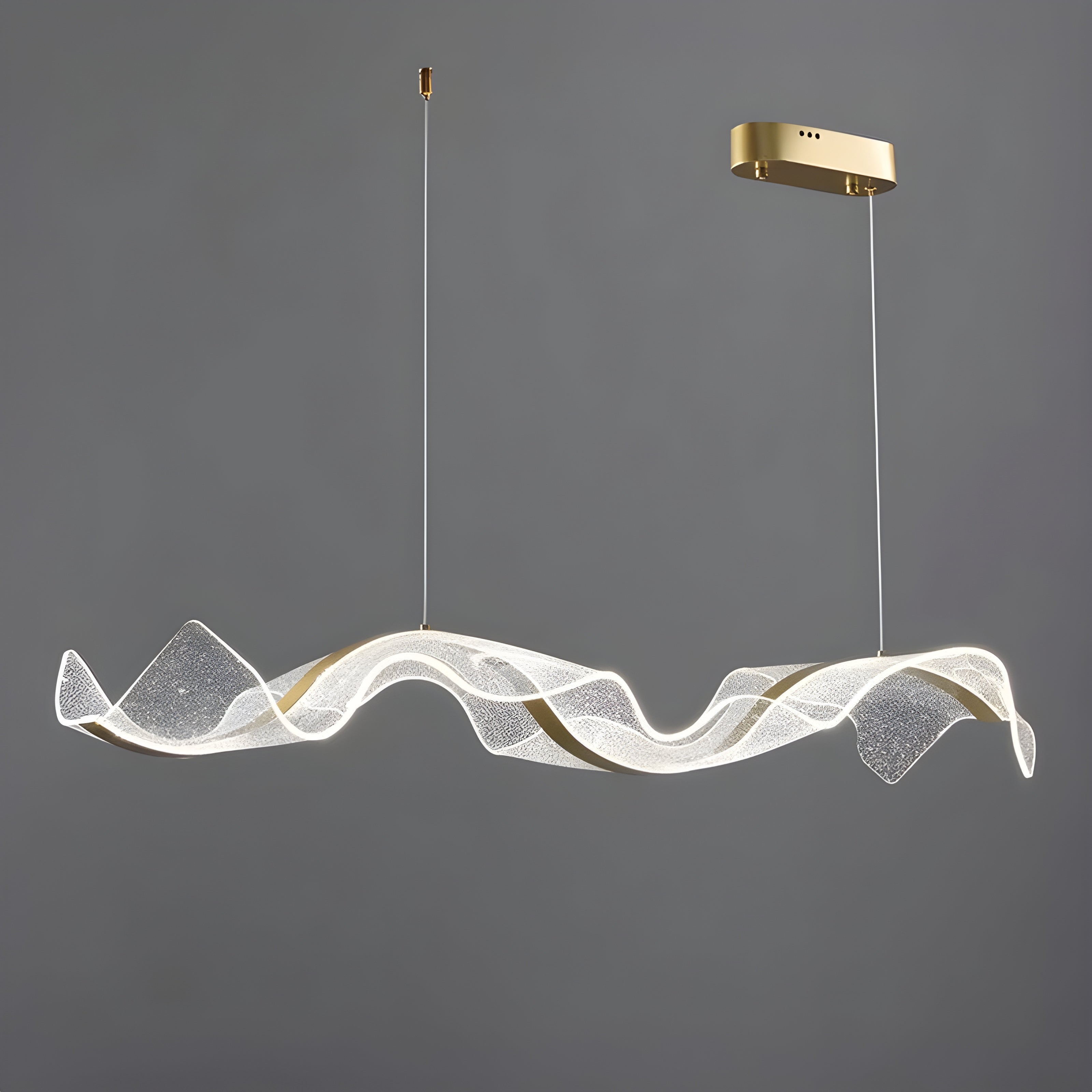 Modern LED Chandelier - Dimmable Wave Linear Pendant Light for Dining Room
