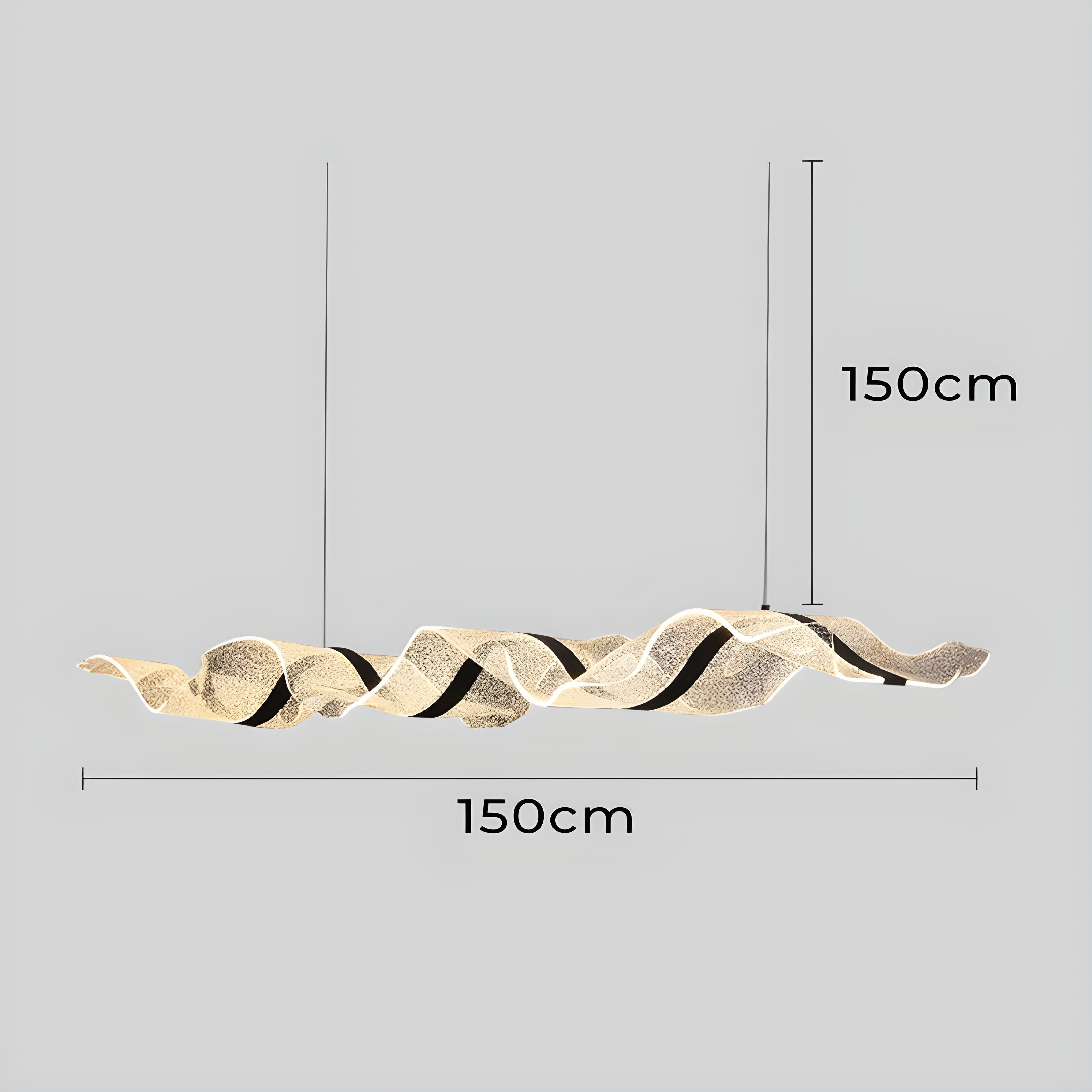 Modern LED Chandelier - Dimmable Wave Linear Pendant Light for Dining Room