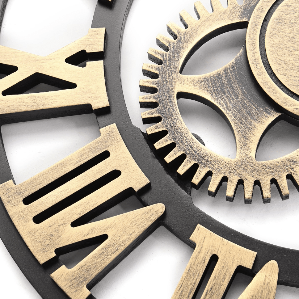 Avalon Oversized Wall Clock - Industrial Steampunk Roman Numeral Gear Clock