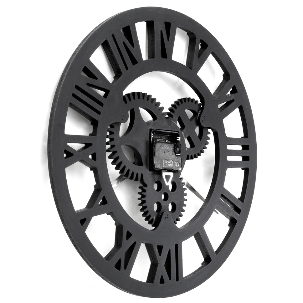 Avalon Oversized Wall Clock - Industrial Steampunk Roman Numeral Gear Clock