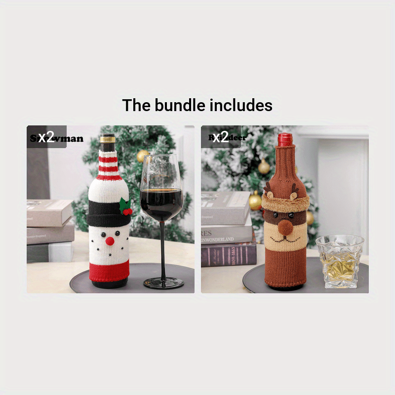 Santa Wine Bottle Cover – Knitted Christmas Bottle Sleeve for Holidays