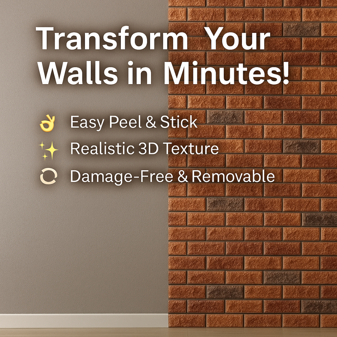 3D Brick Peel and Stick Wallpaper – Realistic Textured Wall Panels (DIY)