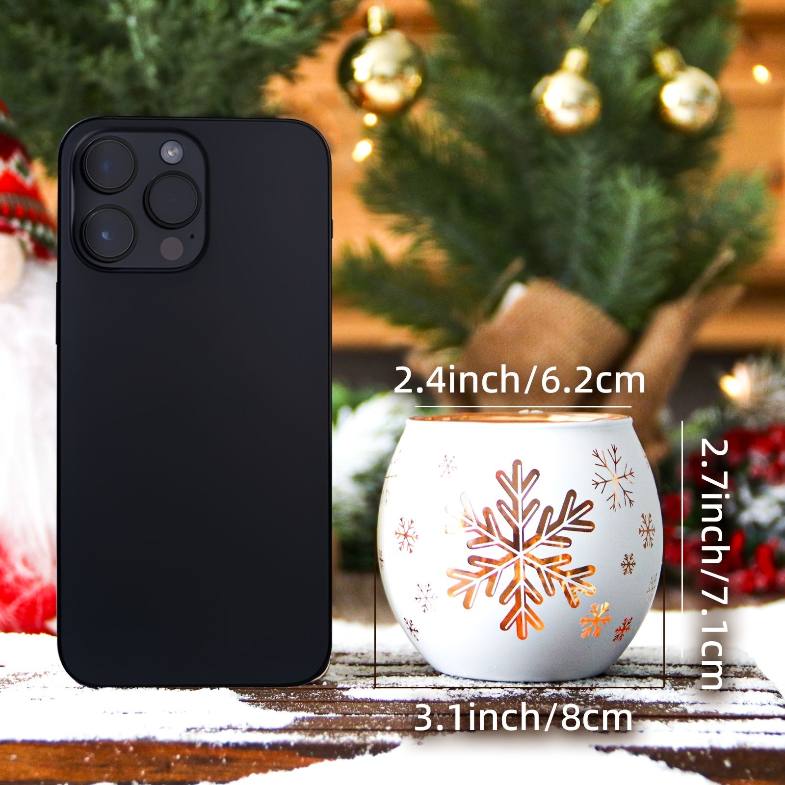 Set of 2 Glass Candle Holders – Elegant Snowflake Design for Christmas