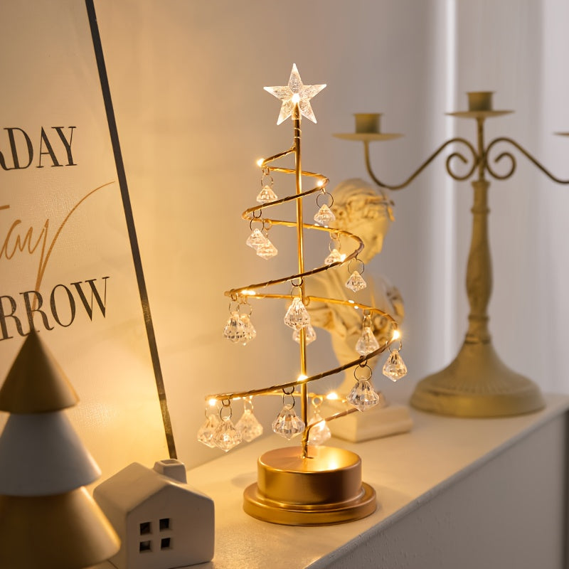 Metal Christmas Tree with Warm White Lights – Elegant Freestanding Holiday Decoration