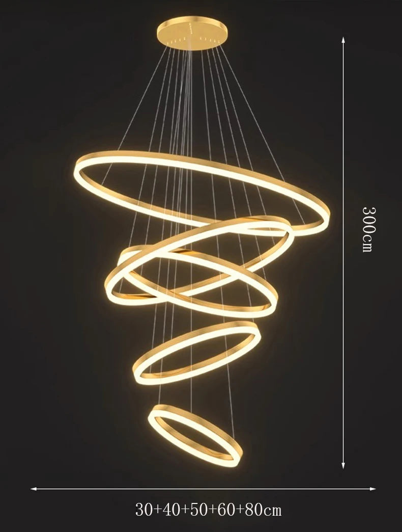 Orbitis Staircase Ring Chandelier – Modern LED Spiral Pendant Light