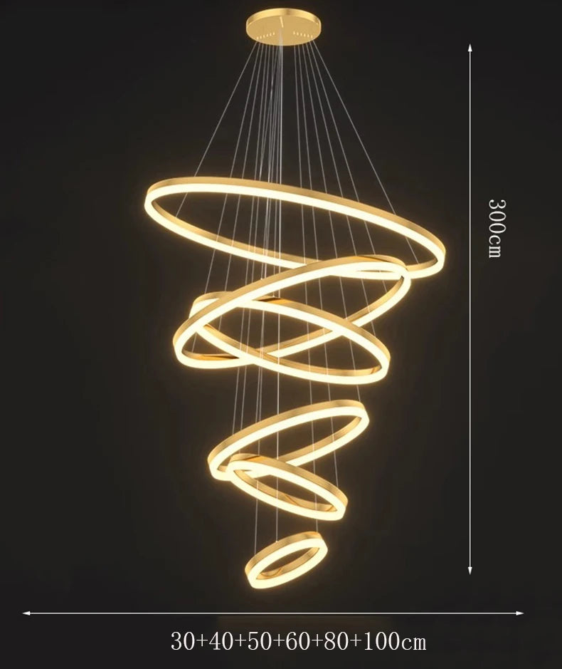 Orbitis Staircase Ring Chandelier – Modern LED Spiral Pendant Light