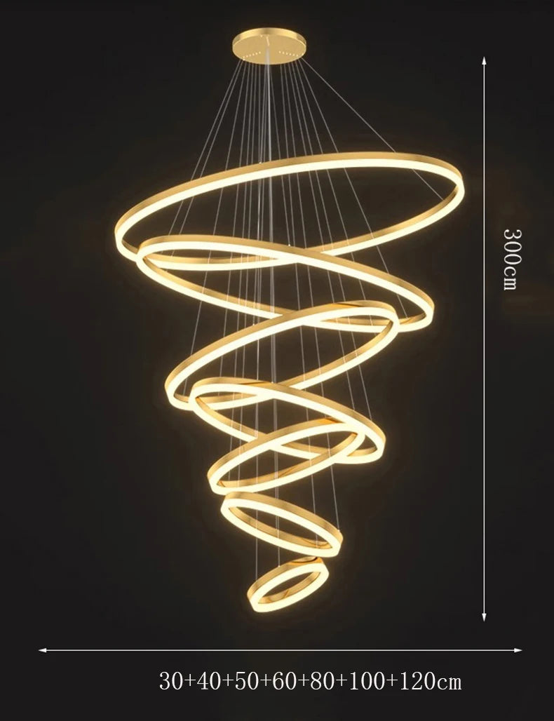 Orbitis Staircase Ring Chandelier – Modern LED Spiral Pendant Light