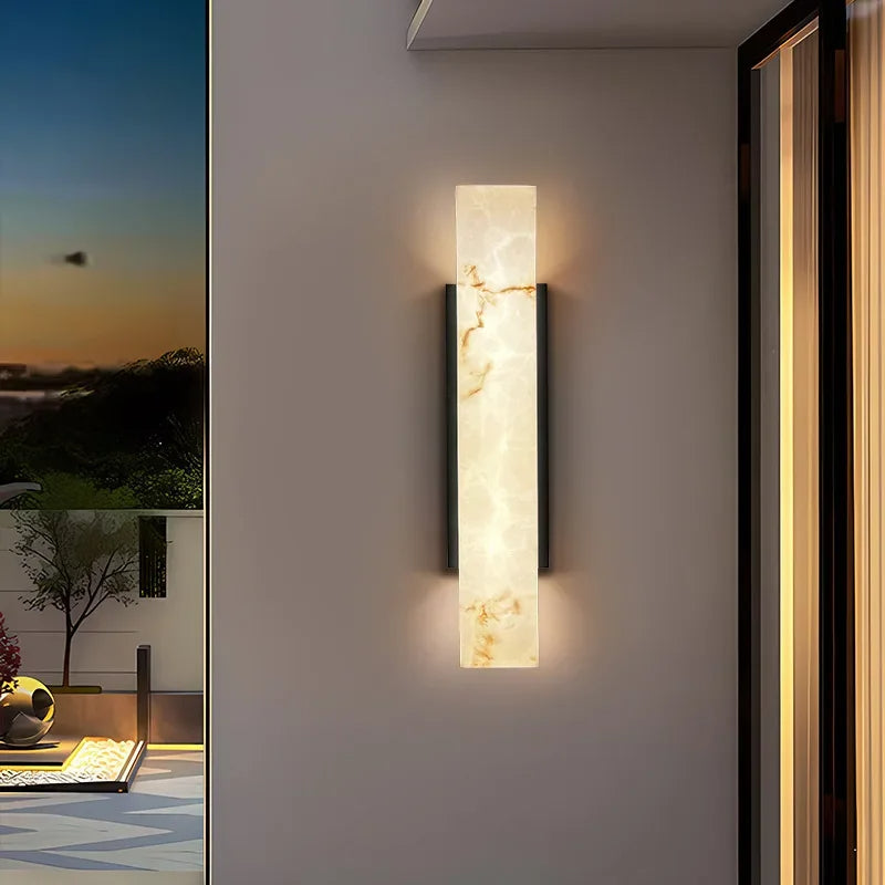 Zoya Outdoor Marble Wall Light – Modern LED Exterior Wall Sconce