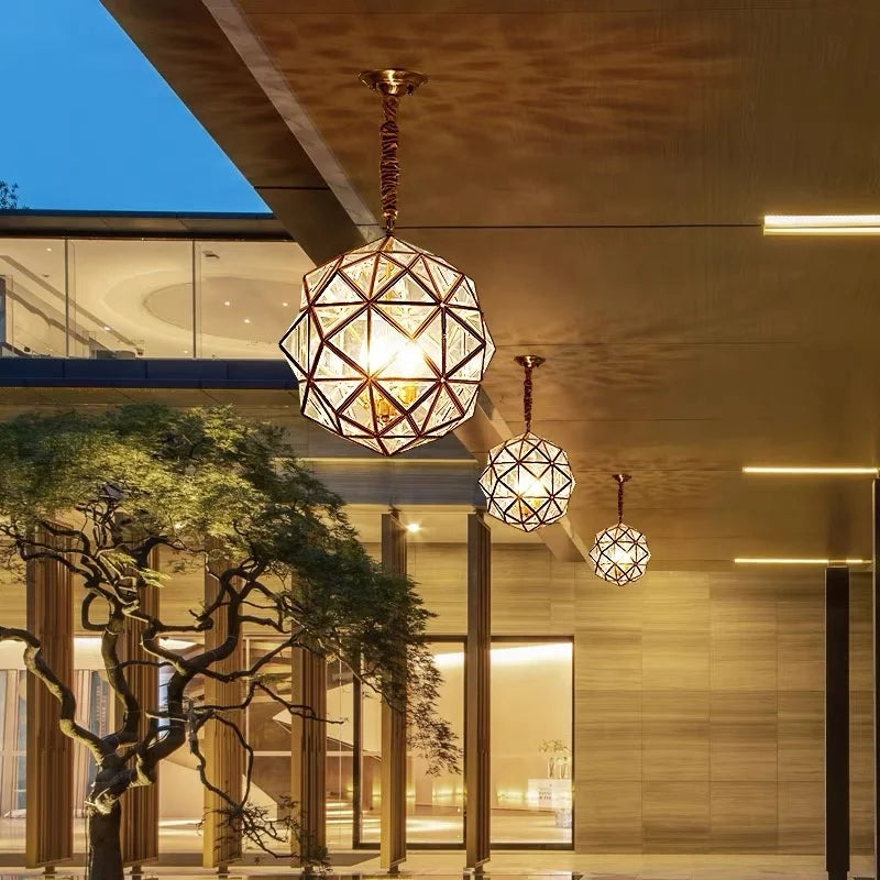 Polygon Glass Pendant Light – Modern Geometric Hanging Lamp