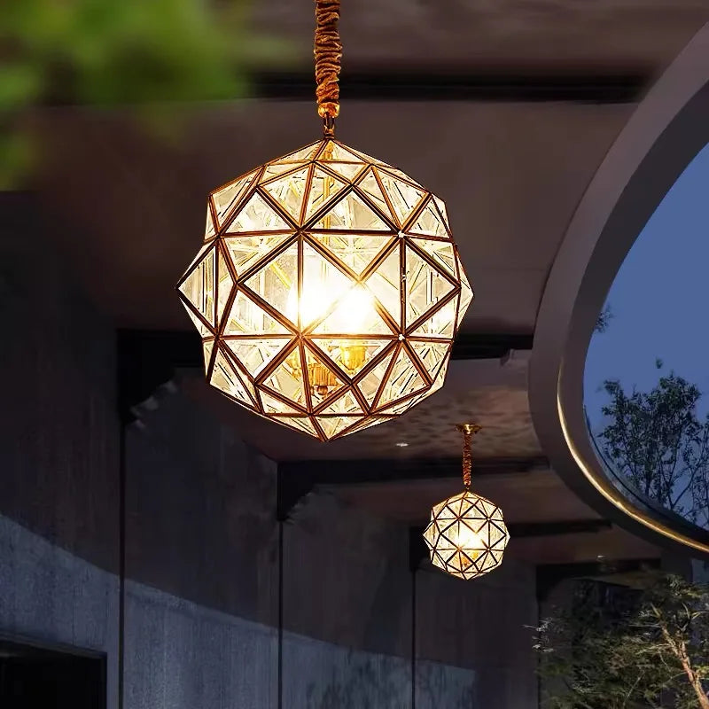Polygon Glass Pendant Light – Modern Geometric Hanging Lamp