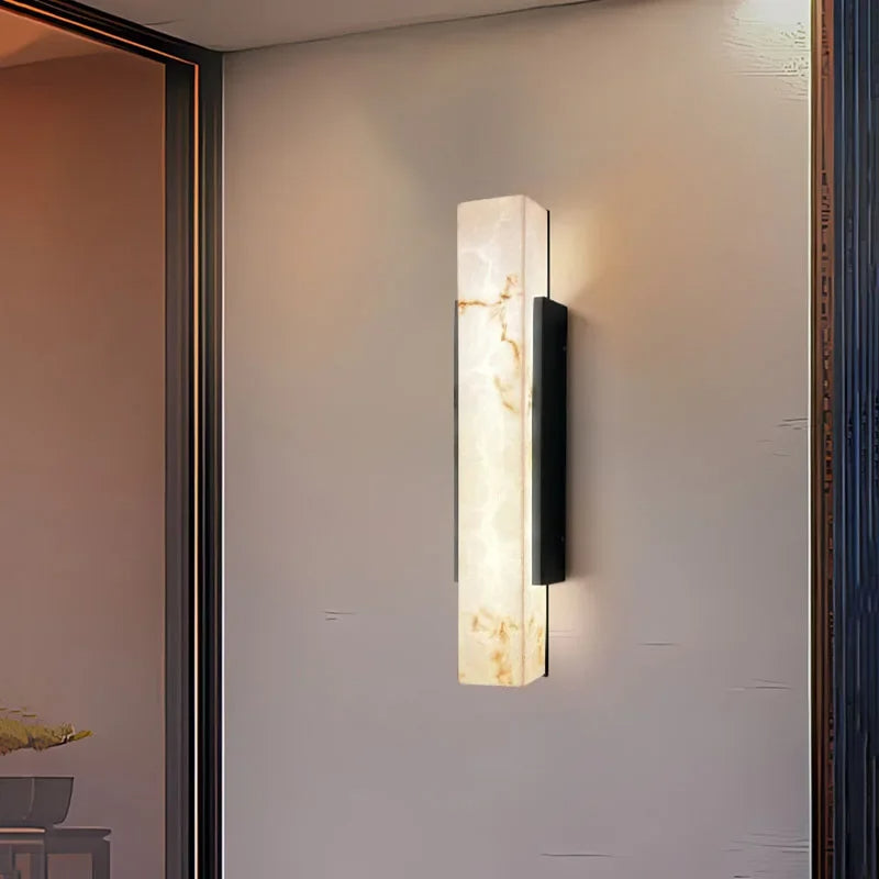Zoya Outdoor Marble Wall Light – Modern LED Exterior Wall Sconce
