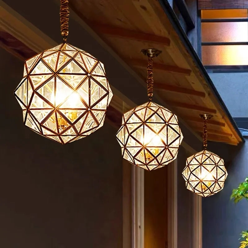 Polygon Glass Pendant Light – Modern Geometric Hanging Lamp