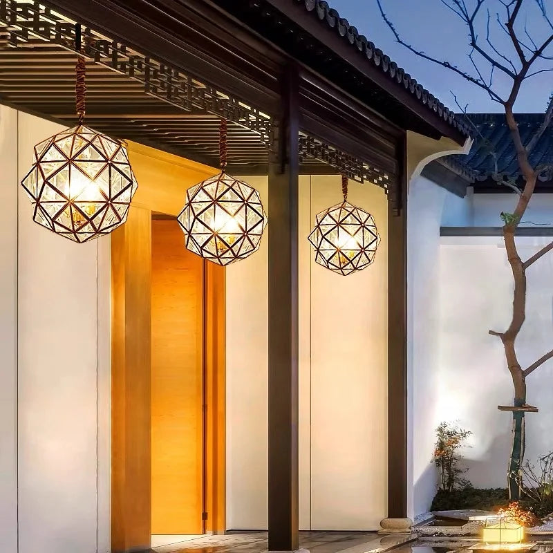 Polygon Glass Pendant Light – Modern Geometric Hanging Lamp