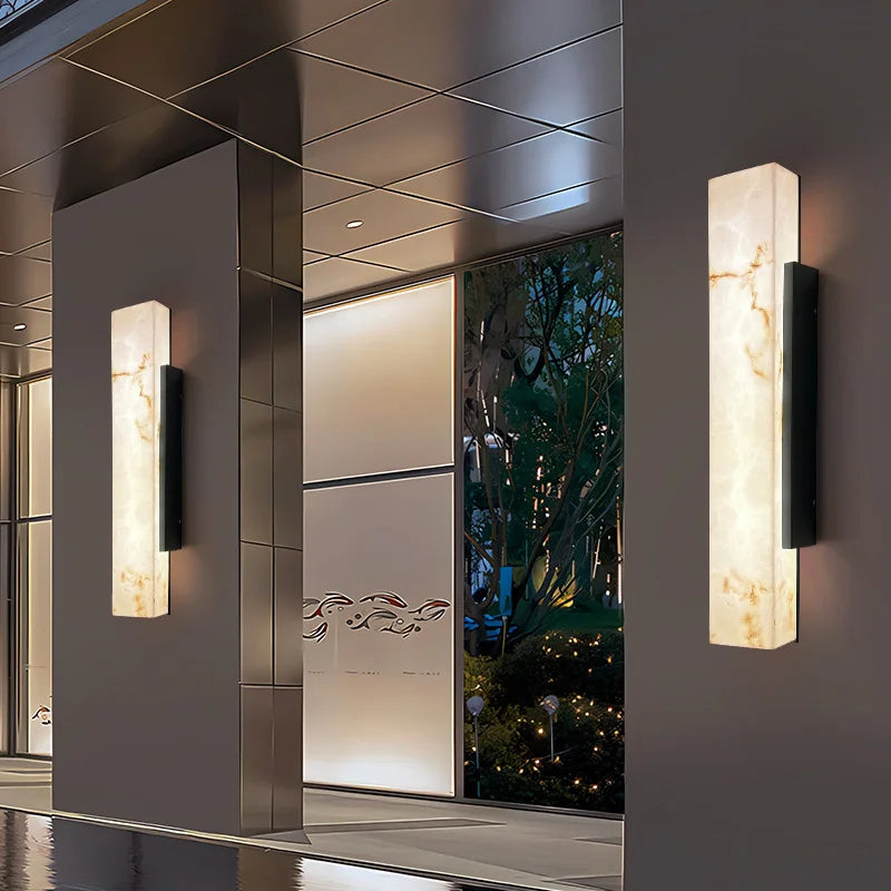 Zoya Outdoor Marble Wall Light – Modern LED Exterior Wall Sconce