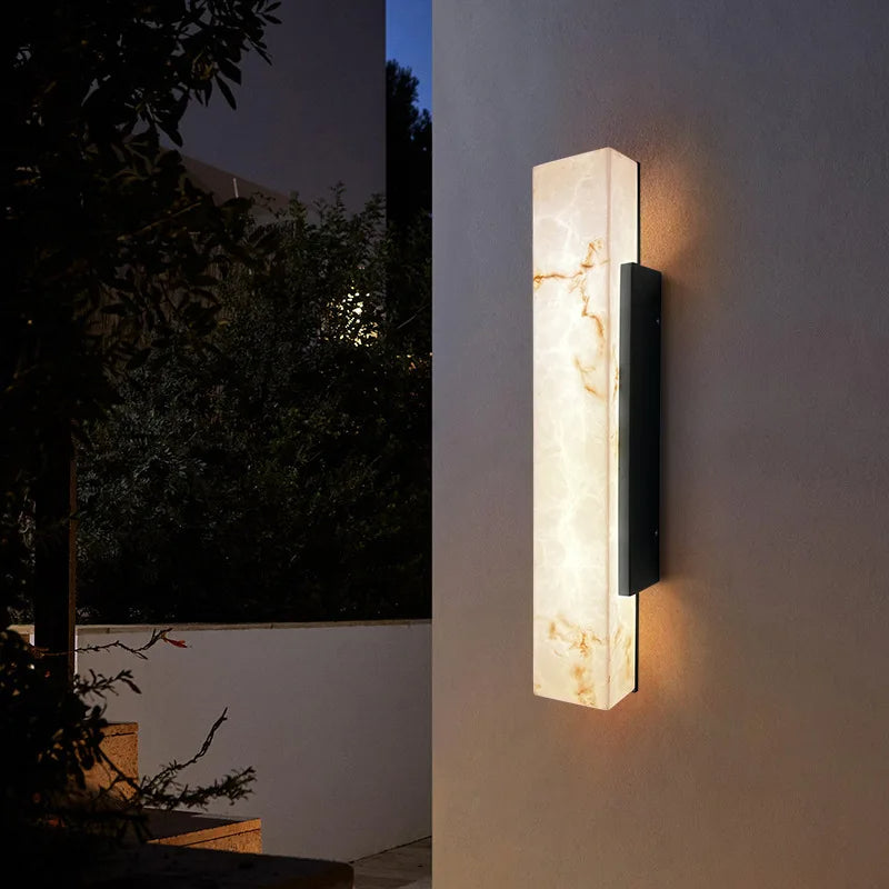 Zoya Outdoor Marble Wall Light – Modern LED Exterior Wall Sconce