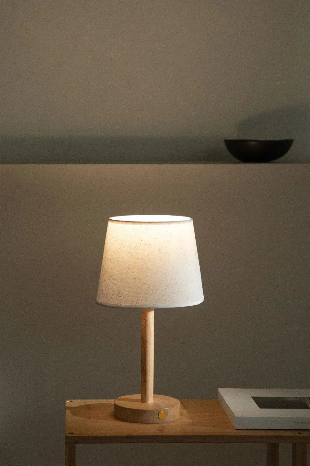 Cordless Wood Accent LED Table Lamp - USB Rechargeable Modern Ambiance Light