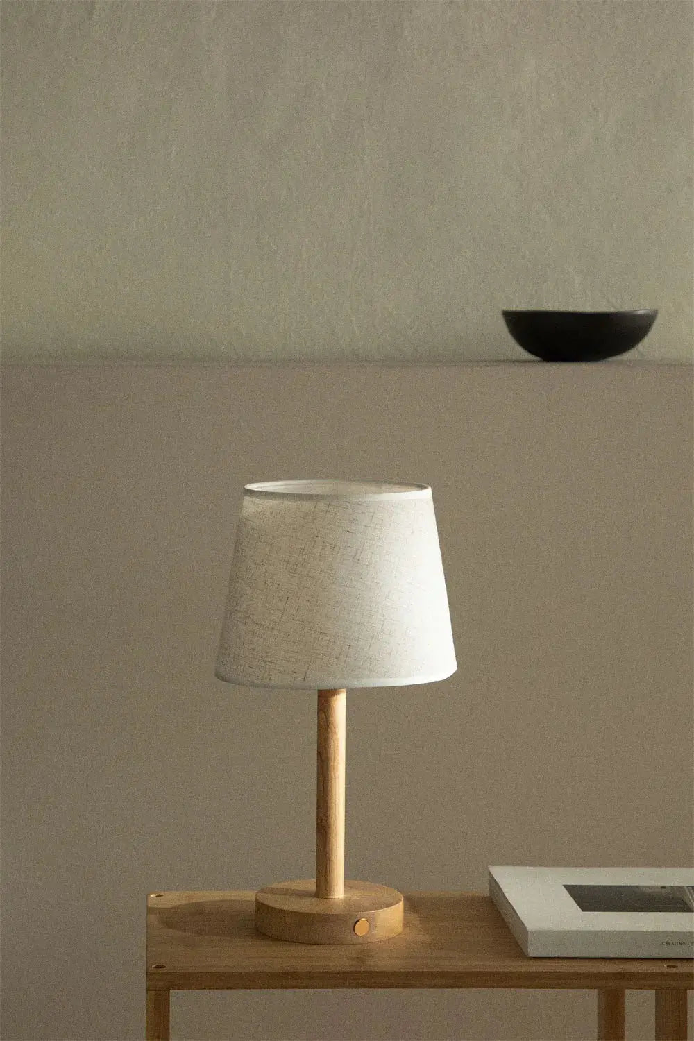Cordless Wood Accent LED Table Lamp - USB Rechargeable Modern Ambiance Light