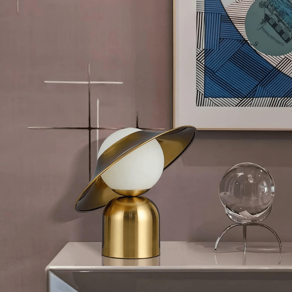 Hommfer Elegant Brass Table Lamp - Gold Finish Traditional Bedside/Living Room Light