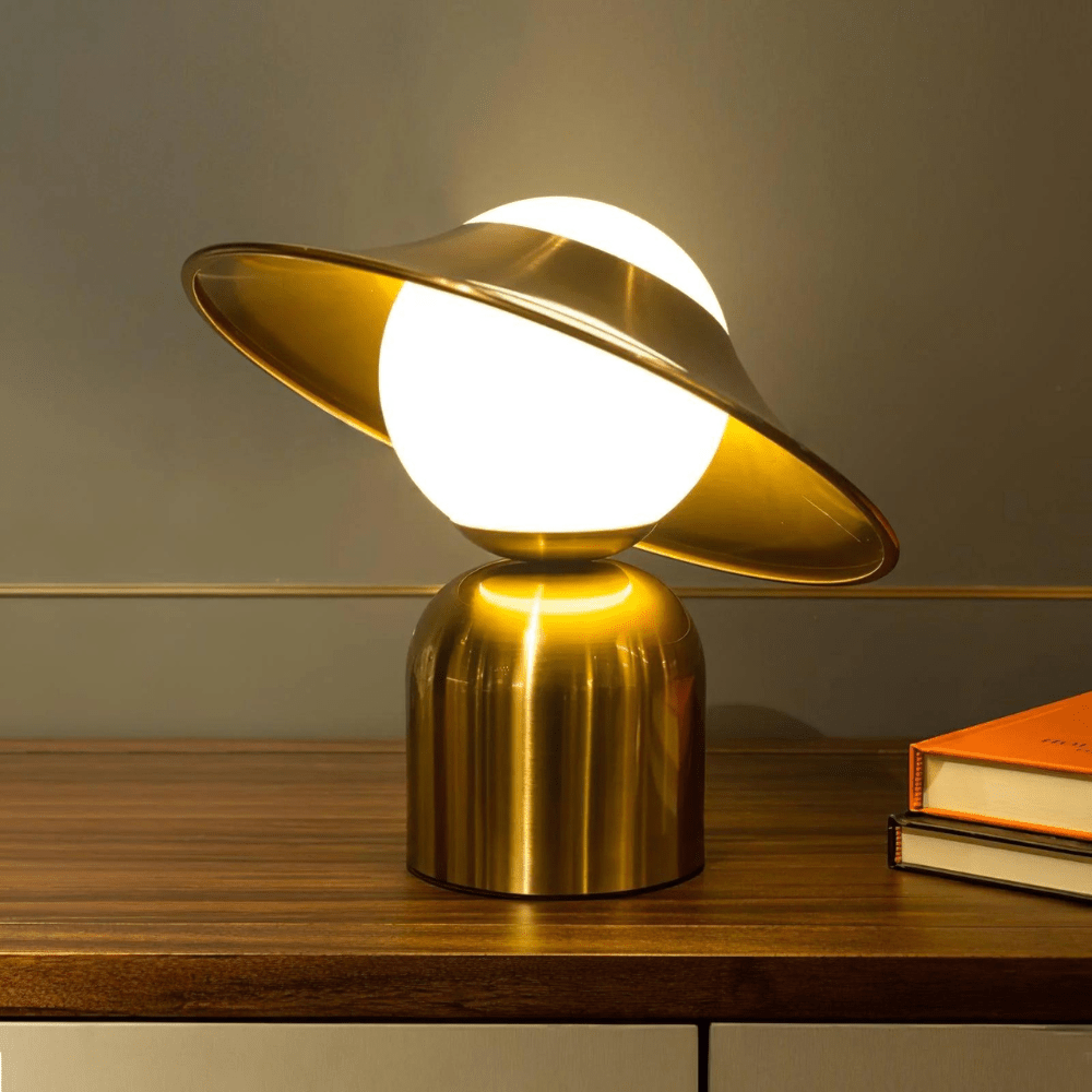 Hommfer Elegant Brass Table Lamp - Gold Finish Traditional Bedside/Living Room Light