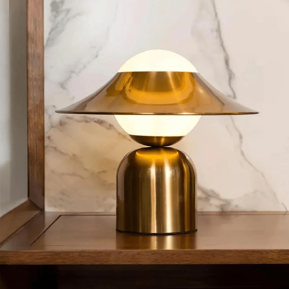 Hommfer Elegant Brass Table Lamp - Gold Finish Traditional Bedside/Living Room Light