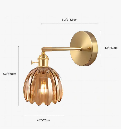 Luxury Retro Brass Tulip Wall Sconce - Vintage Fluted Glass Bedside Reading Light