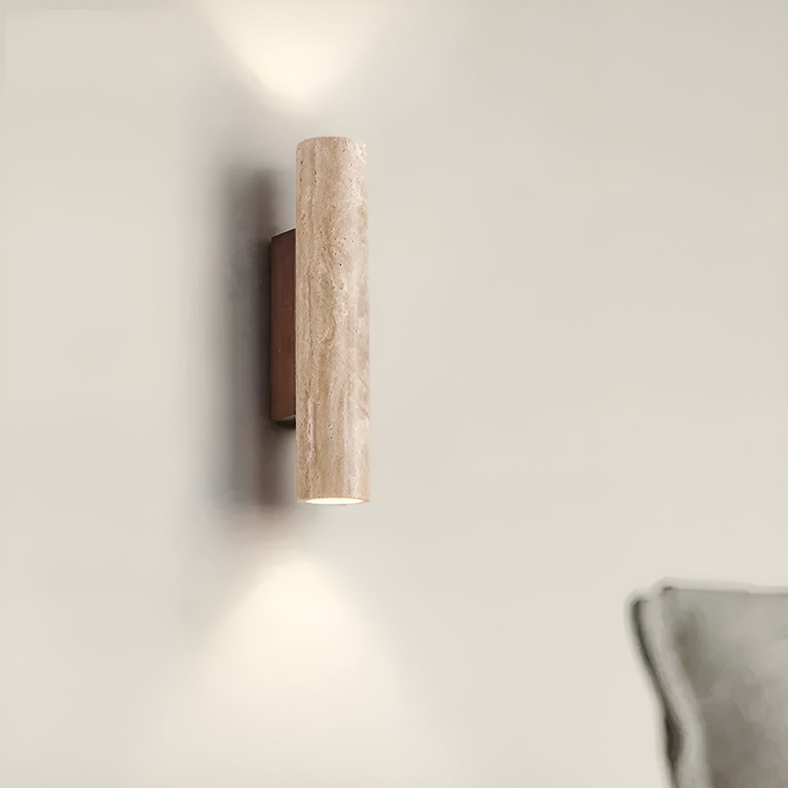 Luxury Travertine Stone Wall Sconce - Modern Up/Down Architectural Lighting