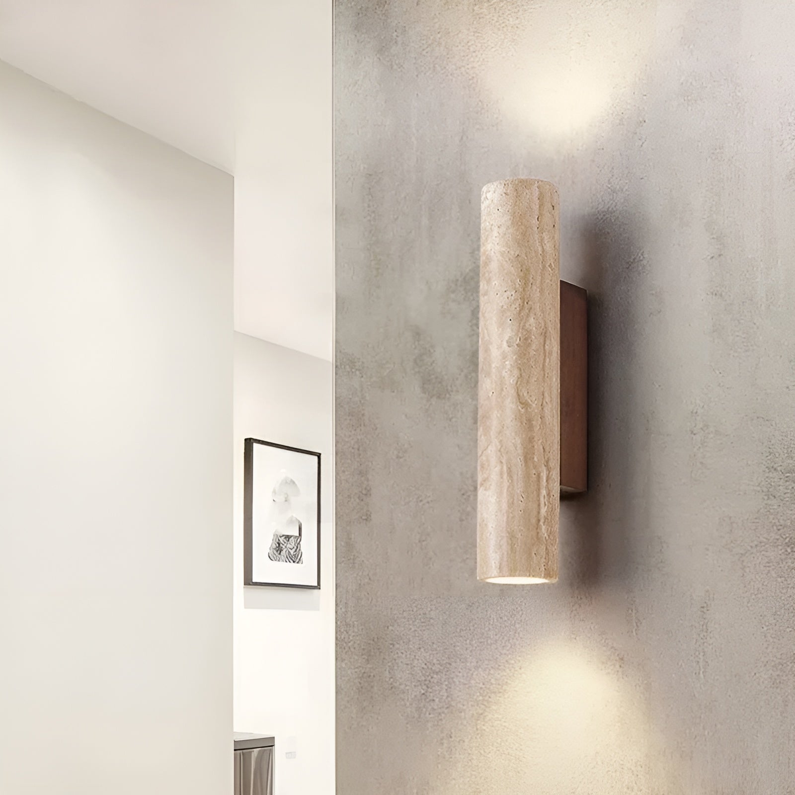 Luxury Travertine Stone Wall Sconce - Modern Up/Down Architectural Lighting