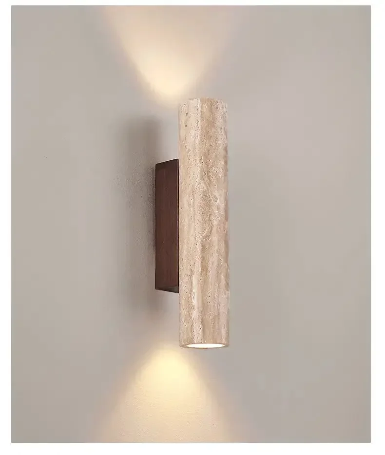 Luxury Travertine Stone Wall Sconce - Modern Up/Down Architectural Lighting