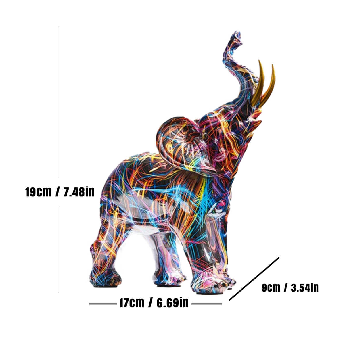 Creative Graffiti Elephant Figurine – Colourful Modern Elephant Statue Home Decor