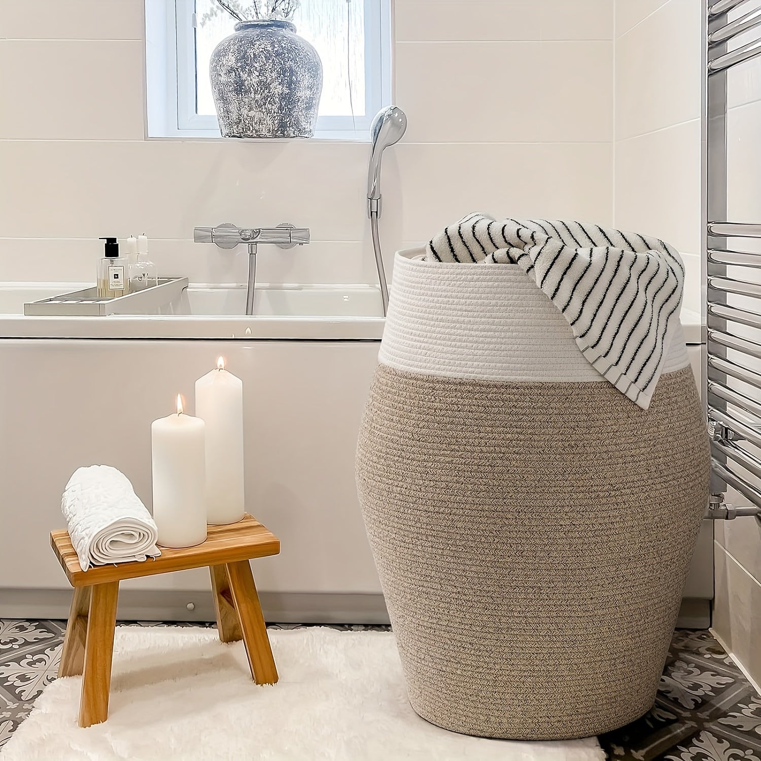 Large Woven Wicker Laundry Basket – Durable & Elegant Hamper for Laundry Room Storage