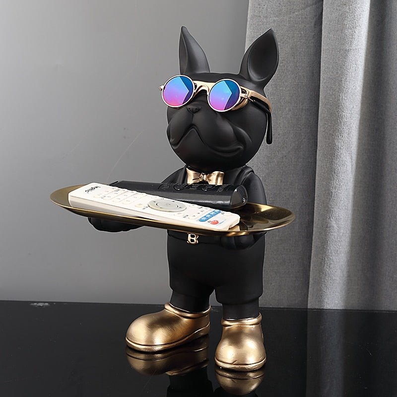 Luxury French Bulldog Statue Tray | Decorative Dog Figurine Valet Holder for Keys, Watches & Wallets