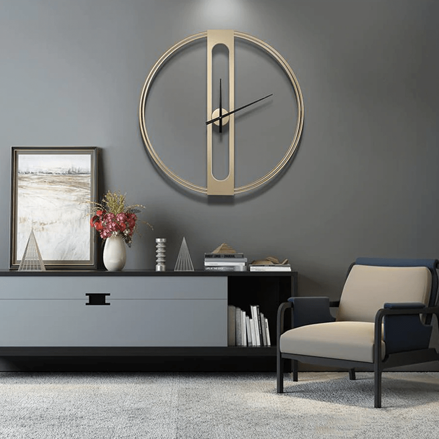 Golden Elegance Wall Clock – Modern Minimalist Metal Design with Silent Quartz Movement (50cm)