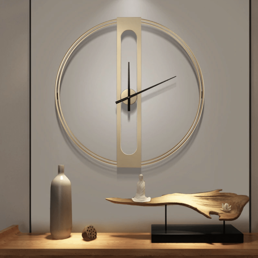 Golden Elegance Wall Clock – Modern Minimalist Metal Design with Silent Quartz Movement (50cm)