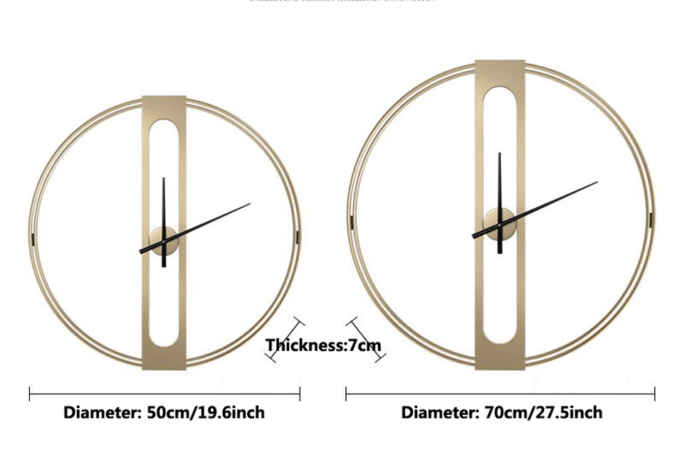 Golden Elegance Wall Clock – Modern Minimalist Metal Design with Silent Quartz Movement (50cm)