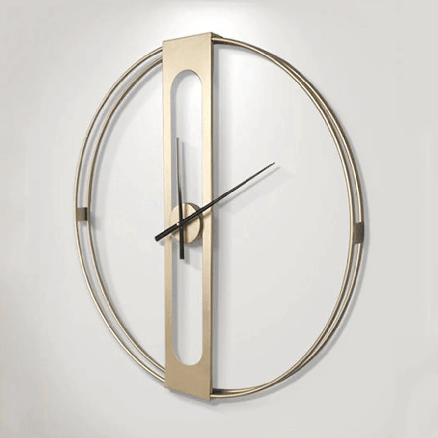Golden Elegance Wall Clock – Modern Minimalist Metal Design with Silent Quartz Movement (50cm)