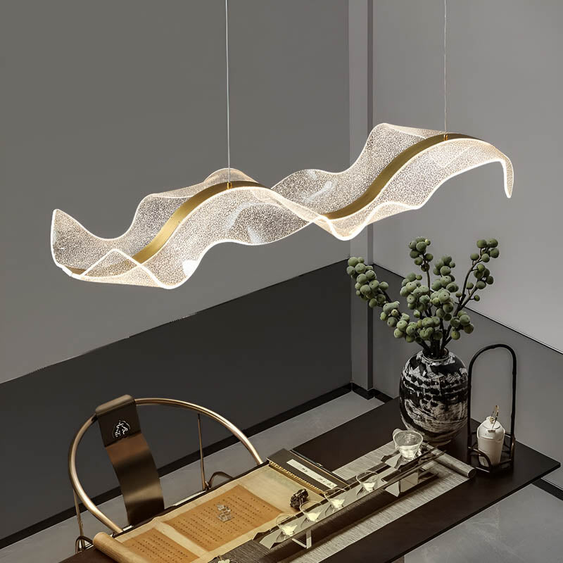 Modern LED Chandelier - Dimmable Wave Linear Pendant Light for Dining Room