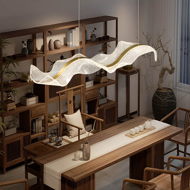 Modern LED Chandelier - Dimmable Wave Linear Pendant Light for Dining Room