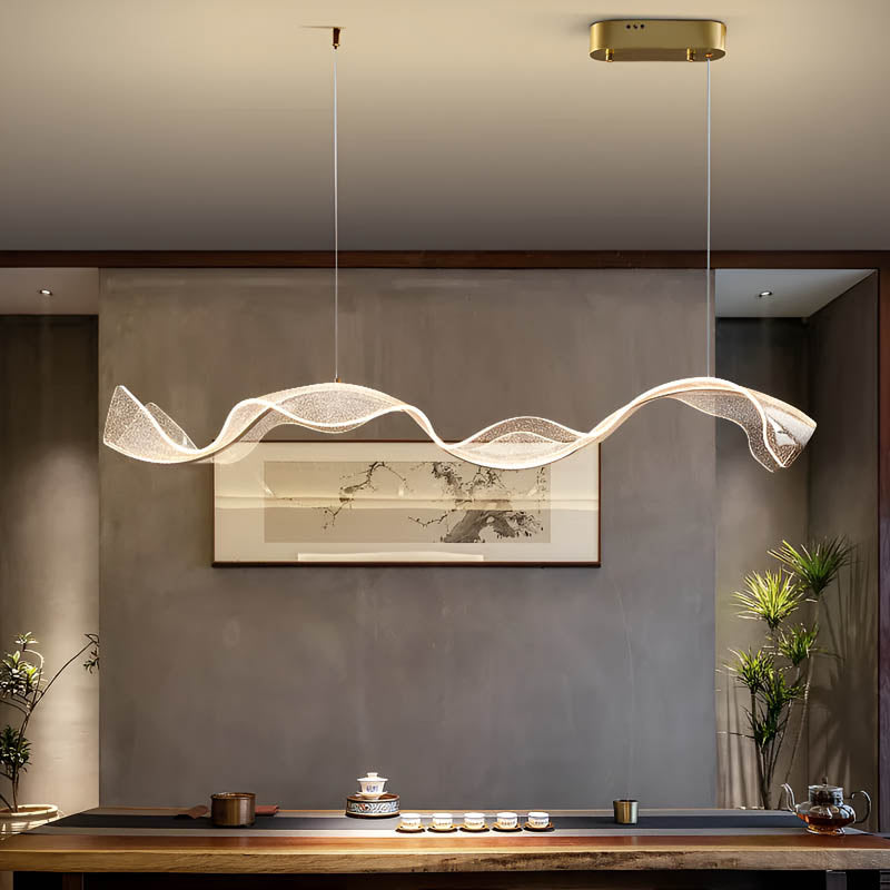 Modern LED Chandelier - Dimmable Wave Linear Pendant Light for Dining Room