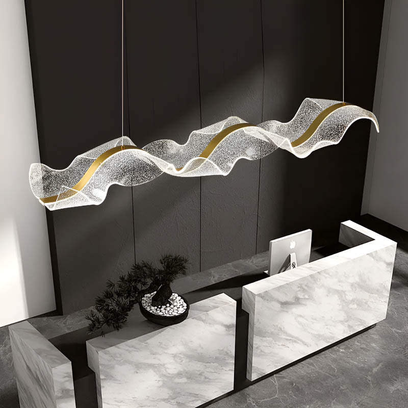 Modern LED Chandelier - Dimmable Wave Linear Pendant Light for Dining Room