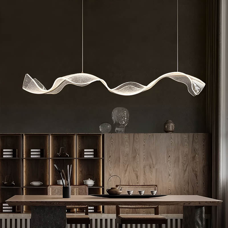Modern LED Chandelier - Dimmable Wave Linear Pendant Light for Dining Room