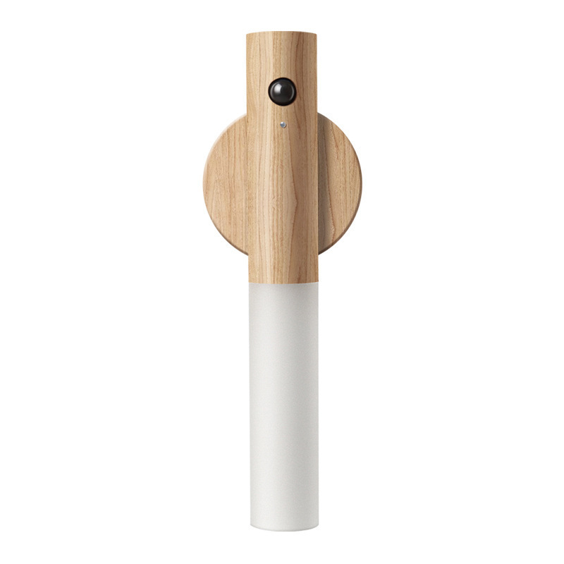 LED Motion Sensor Wall Light Wood Wireless Rechargeable