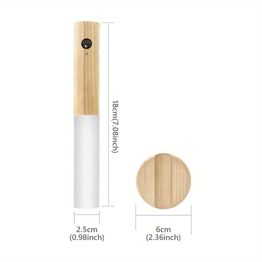 LED Motion Sensor Wall Light Wood Wireless Rechargeable