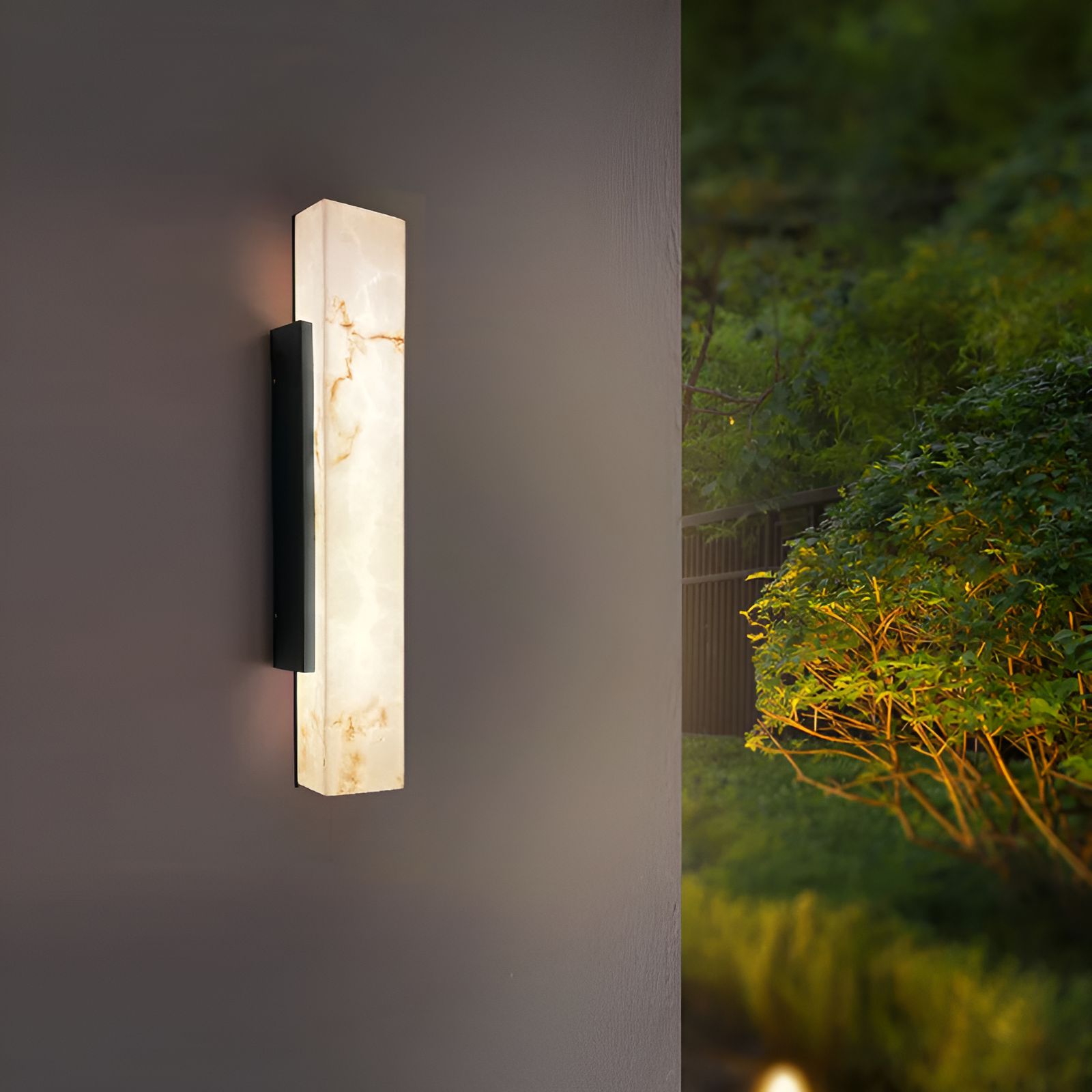 Zoya Outdoor Marble Wall Light – Modern LED Exterior Wall Sconce
