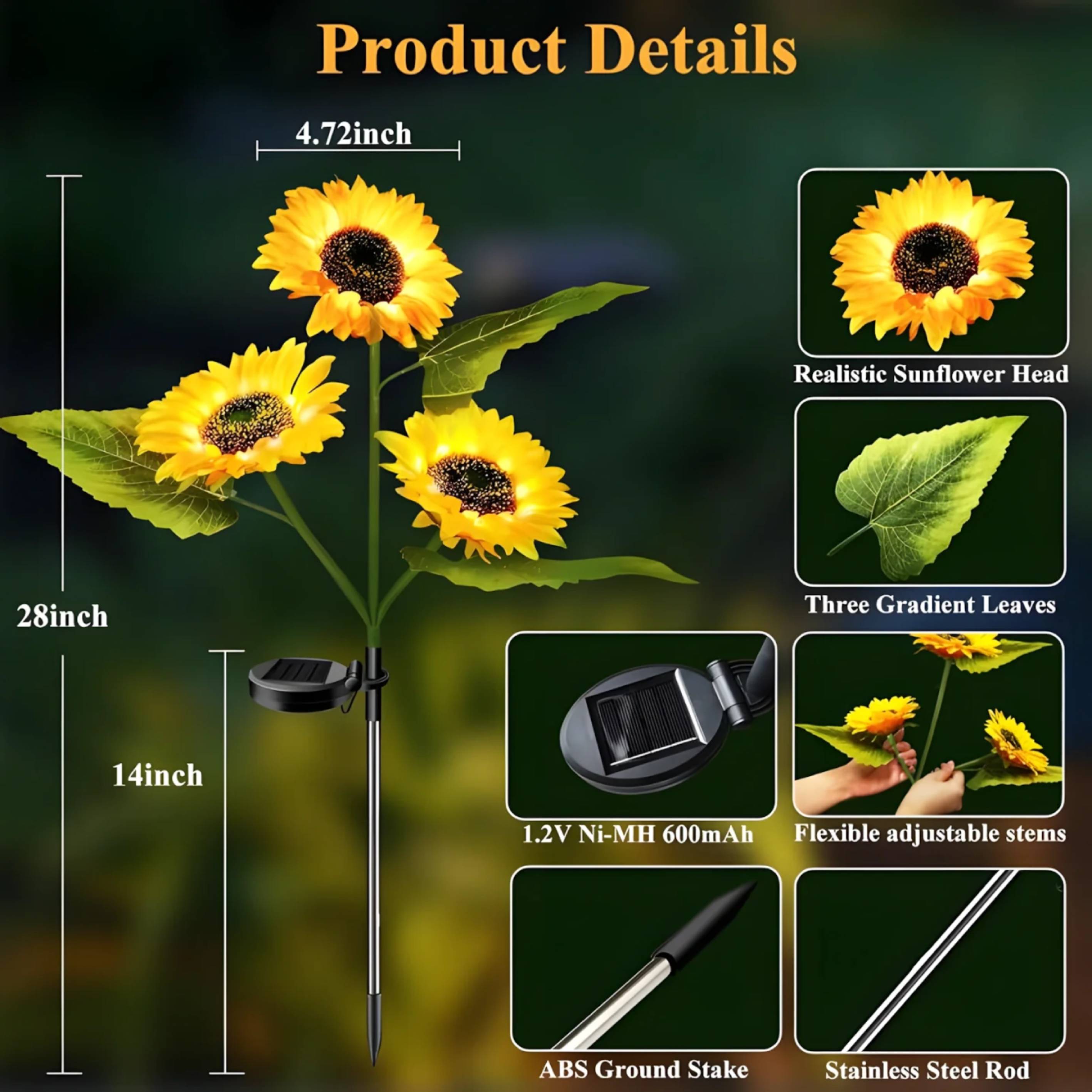 Solar Sunflower Garden Light – Wireless Outdoor Lighting with Realistic Floral Charm