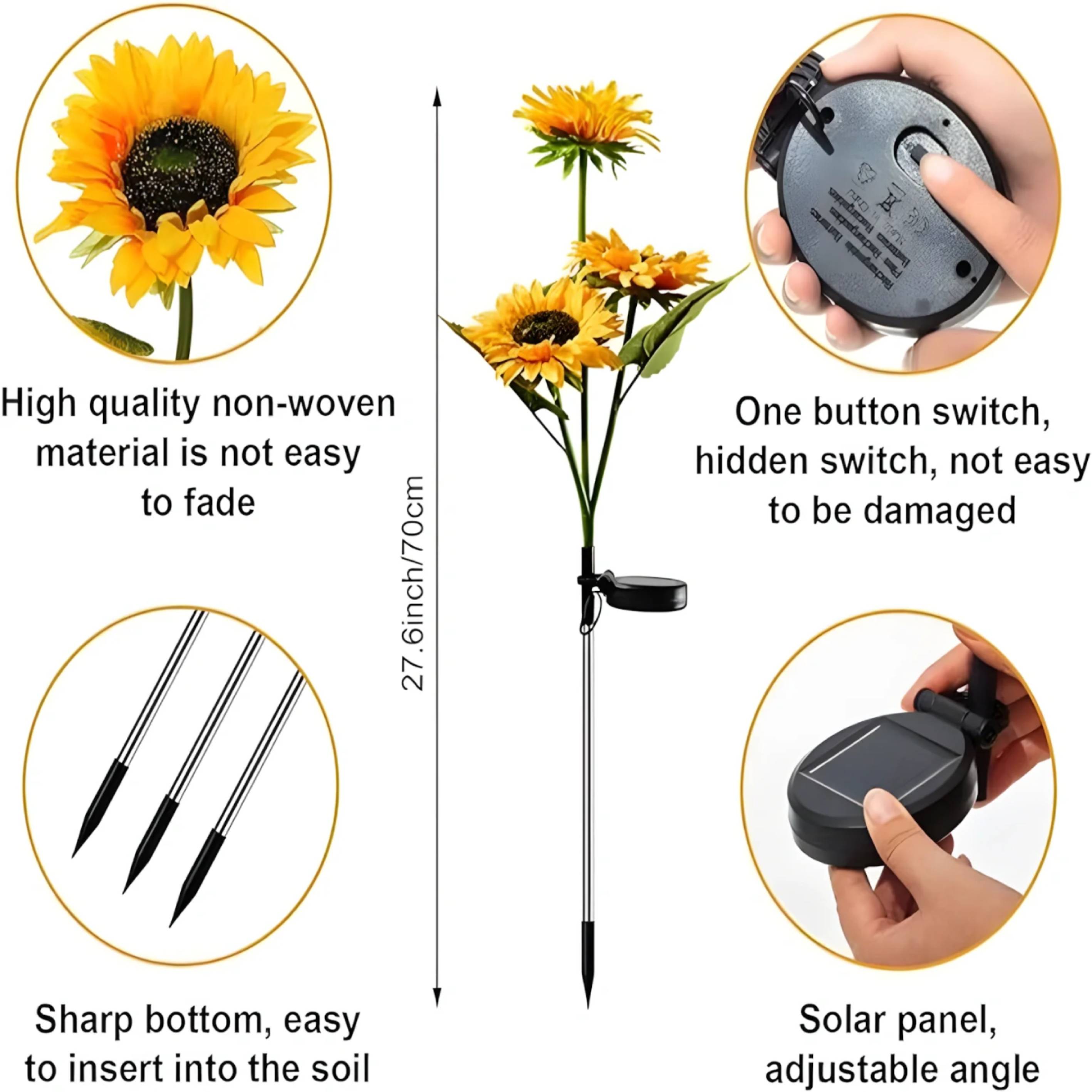 Solar Sunflower Garden Light – Wireless Outdoor Lighting with Realistic Floral Charm
