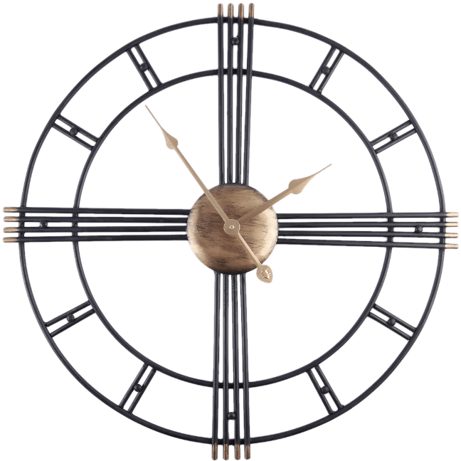 Imperialist Modern Industrial Wall Clock | Black & Gold Metal - Large Silent Clock