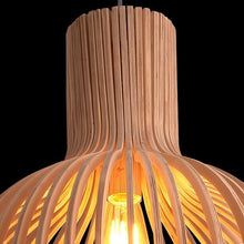 Handcrafted Wood Pendant Light - Rustic Natural Wood Ceiling Lamp for Dining Room